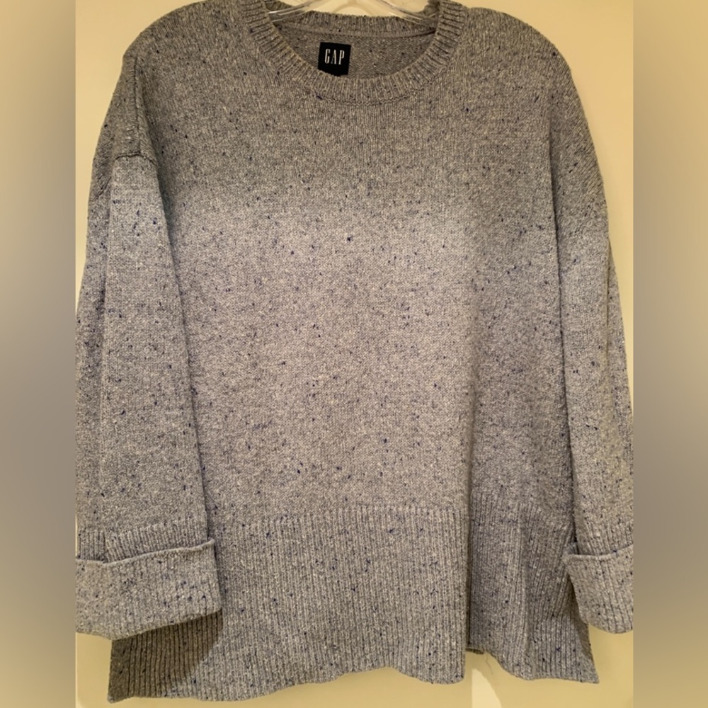 GAP - Relaxed Crew Neck Split-Hem Sweater (blue, size M)